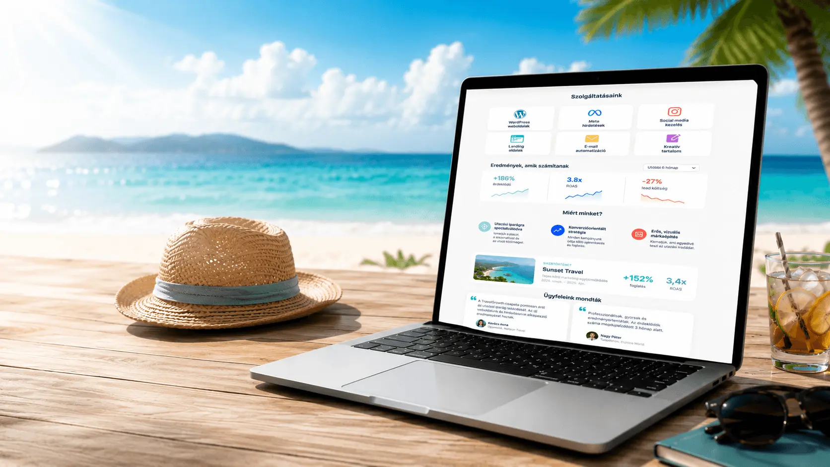 Bali kaland dashboard laptopon